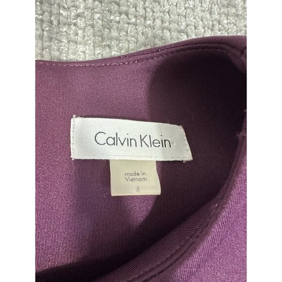 Calvin Klein Dress Womens 4 Purple Scuba‎ Cold Shoulder Sheath Stretch - Picture 6 of 10